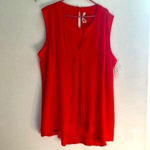 Melissa McCarthy Seven7 sleeveless blouse Red High& Low Hem NWT Size 3x